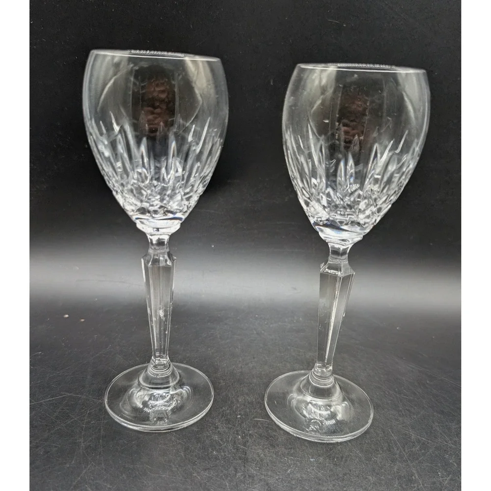 Waterford Crystal Lismore Essence White Wine Hock Glasses Set/2 Clear Stemware